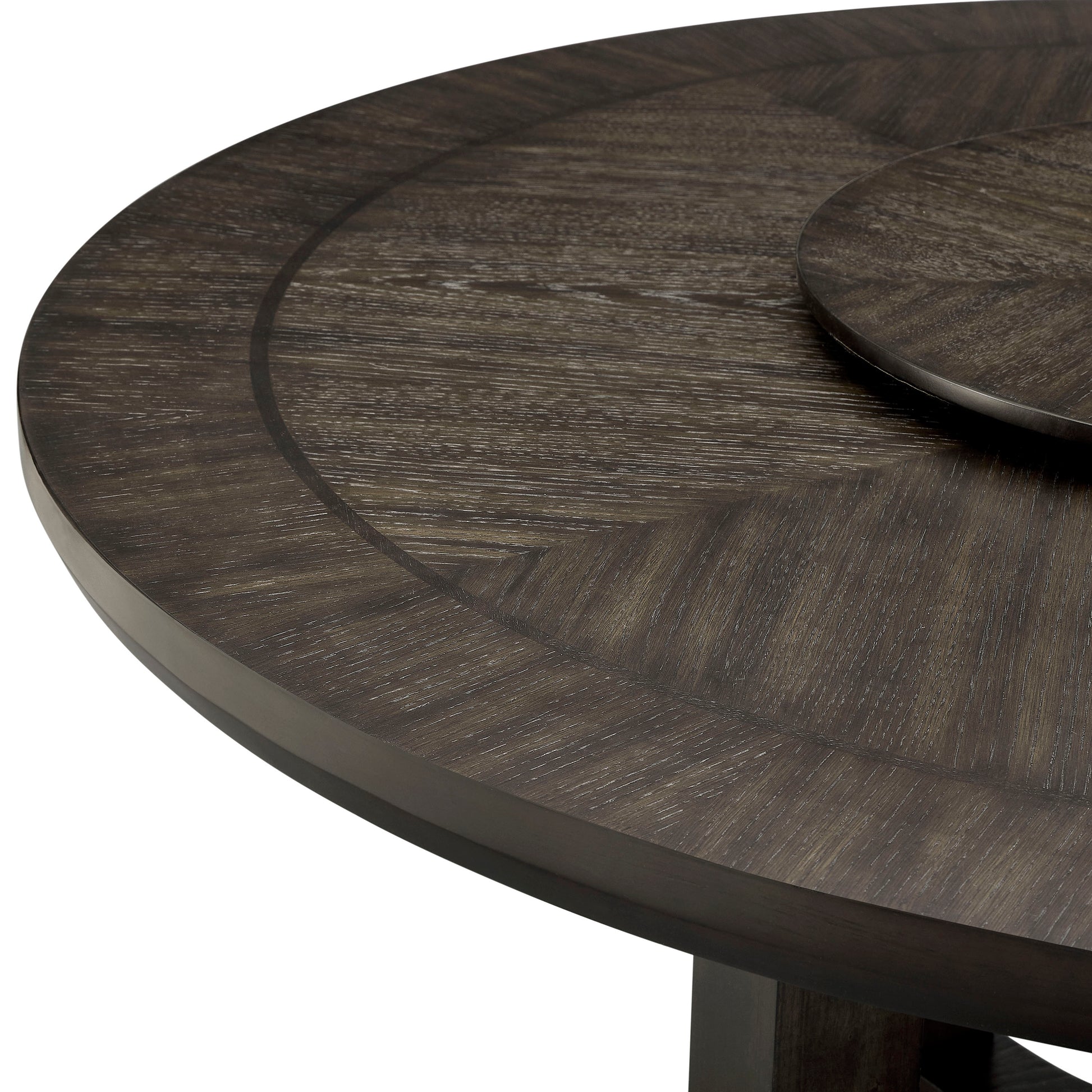 Round Wood Dining Table with Lazy Susan for Transitional Dining Room