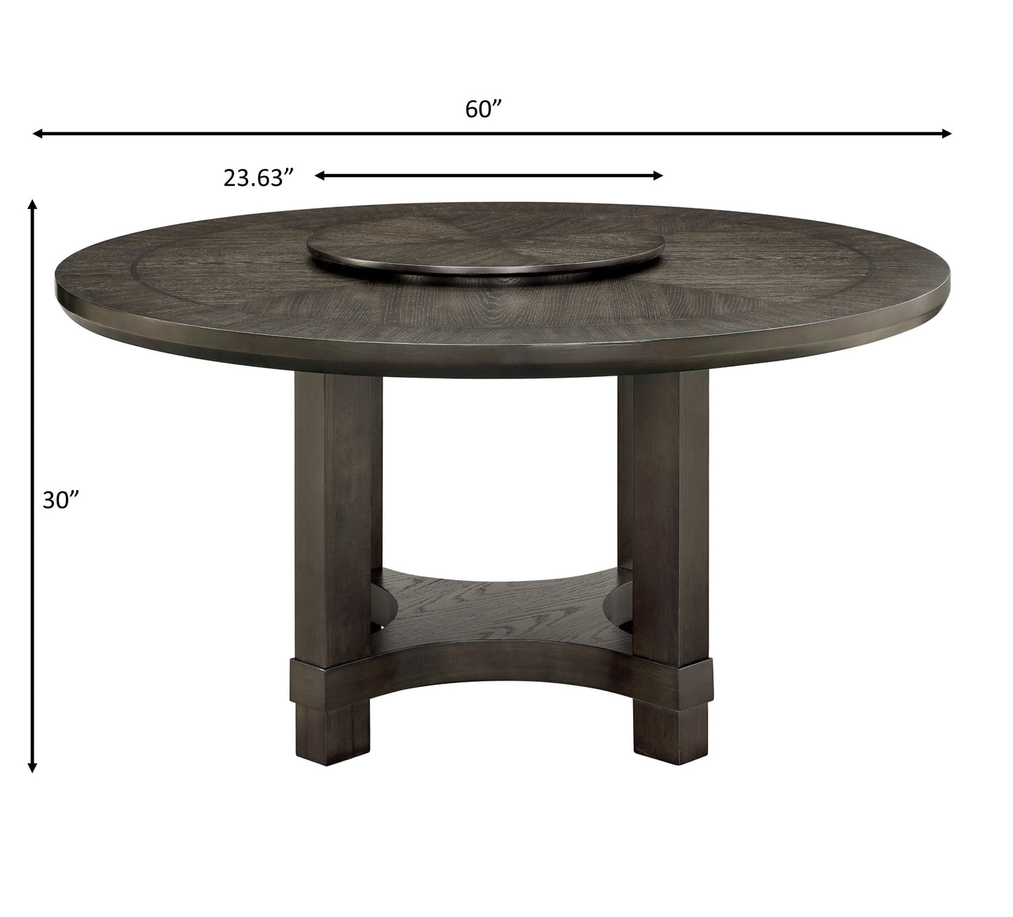 Round Wood Dining Table with Lazy Susan for Transitional Dining Room