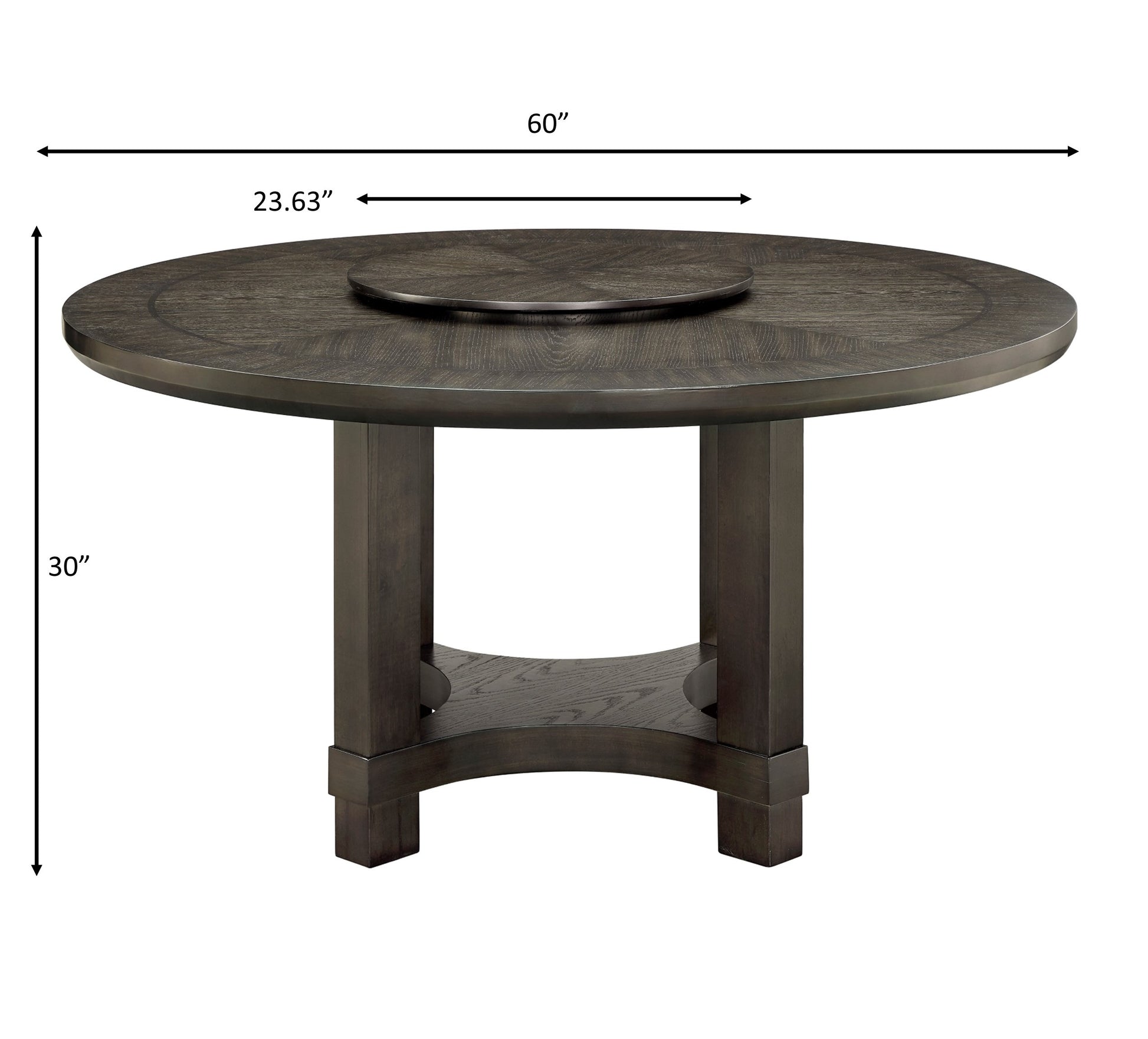 Round Wood Dining Table with Lazy Susan for Transitional Dining Room