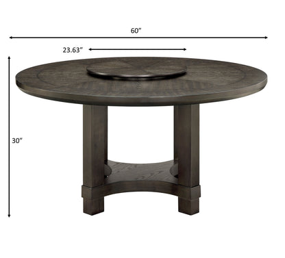 Round Wood Dining Table with Lazy Susan for Transitional Dining Room