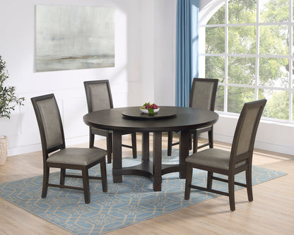 Round Wood Dining Table with Lazy Susan for Transitional Dining Room