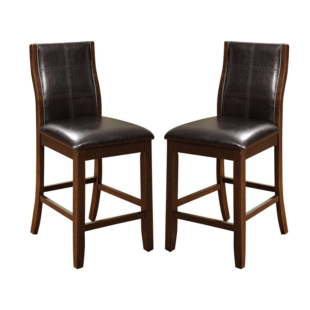 Transitional Dining Chairs Set of 2 - Brown Cherry Espresso Leatherette