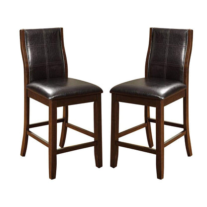 Transitional Dining Chairs Set of 2 - Brown Cherry Espresso Leatherette