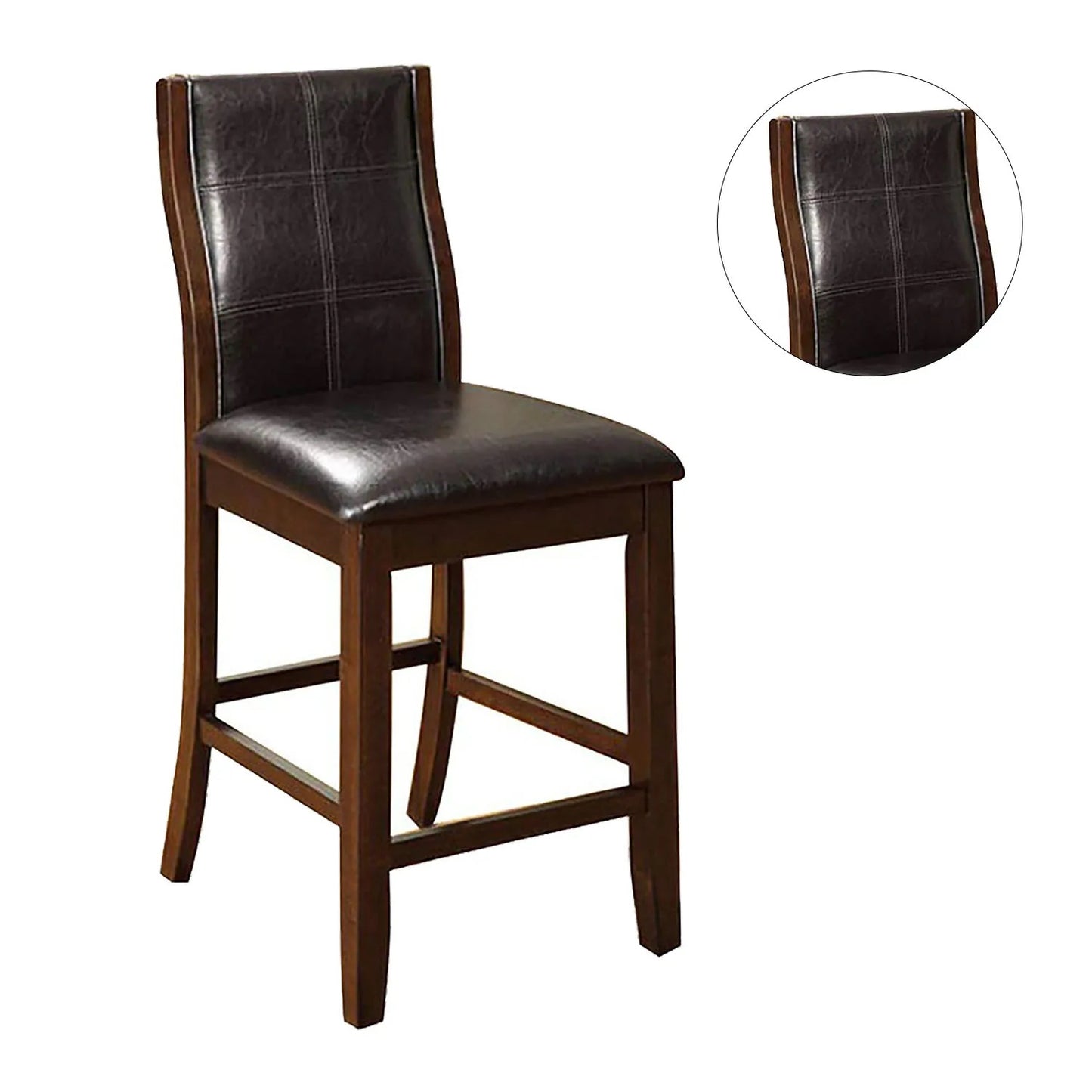 Transitional Dining Chairs Set of 2 - Brown Cherry Espresso Leatherette