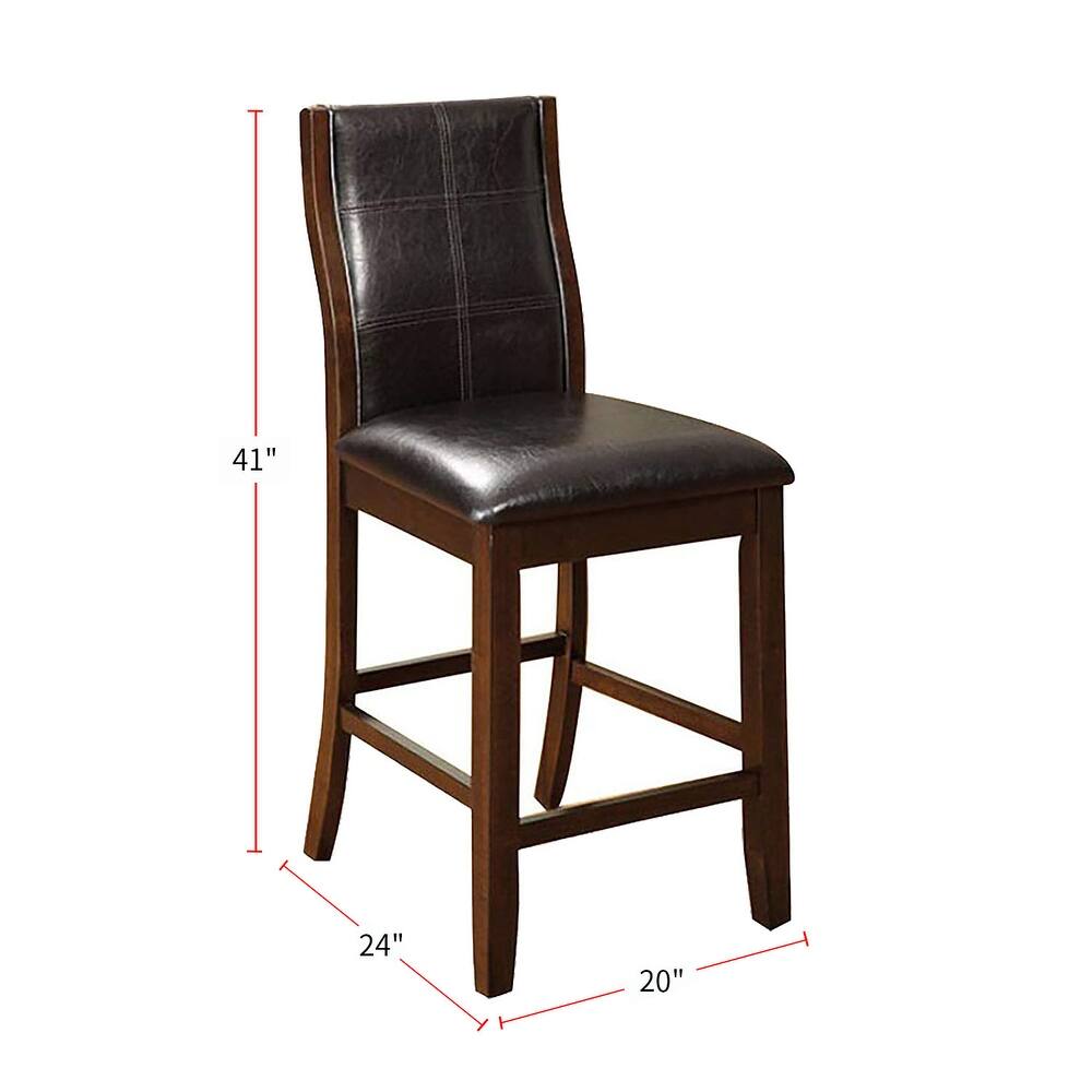 Transitional Dining Chairs Set of 2 - Brown Cherry Espresso Leatherette