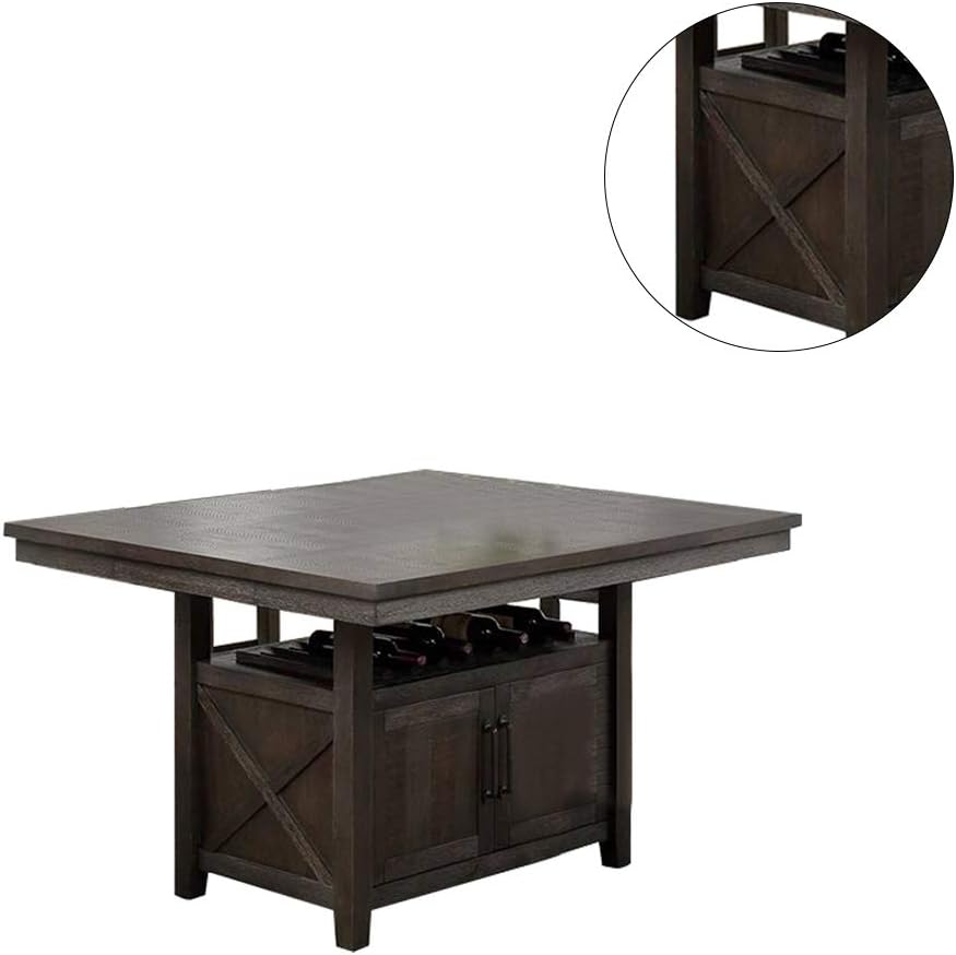 Espresso Dining Table - Counter Height with Storage Base
