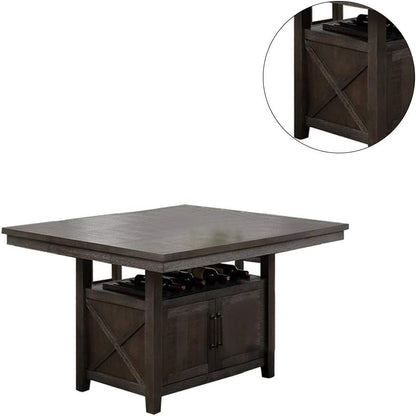 Espresso Dining Table - Counter Height with Storage Base