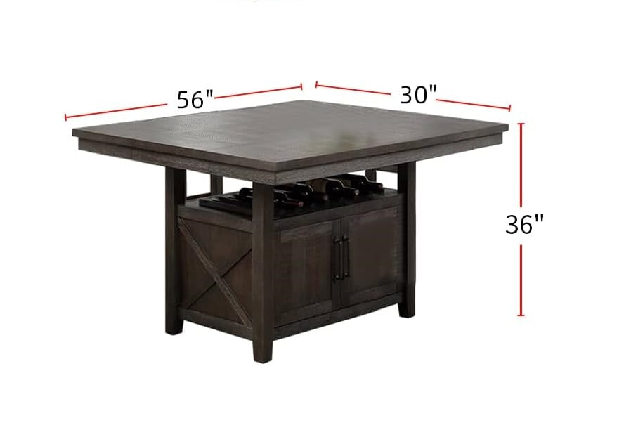 Espresso Dining Table - Counter Height with Storage Base