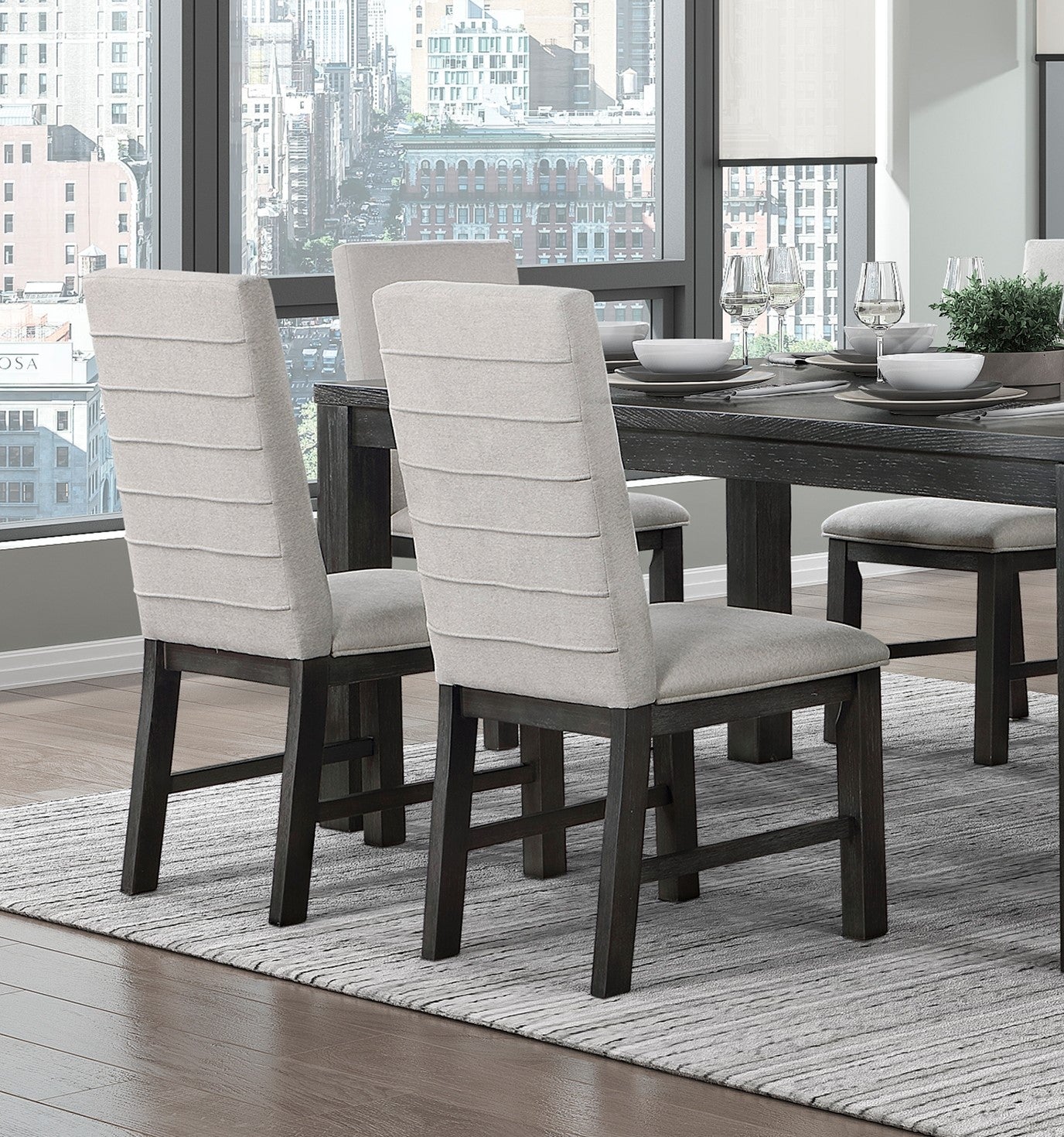 Gray Upholstered Side Chairs - Dining Room Set of 2