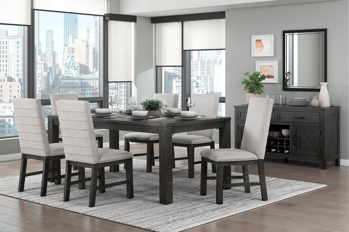 Gray Upholstered Side Chairs - Dining Room Set of 2