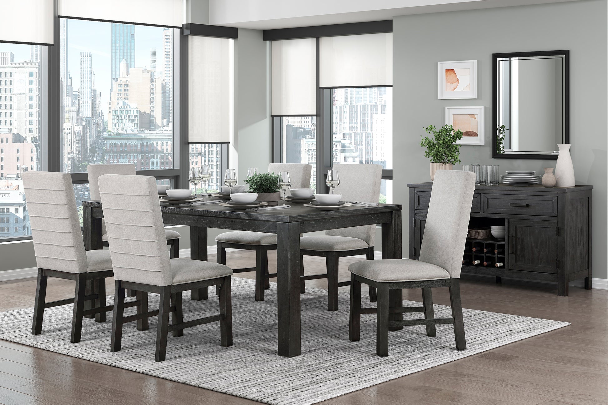 Gray Upholstered Side Chairs - Dining Room Set of 2