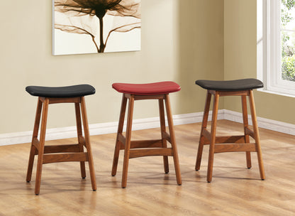 Solid Wood Walnut Finish Counter Height Stools Set of 2 Dark Brown Faux Leather