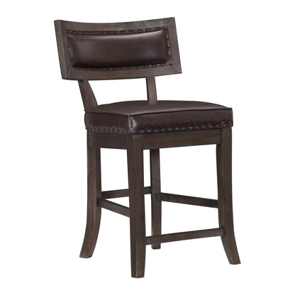 Rustic Wood Counter Height Dining Chairs Set of 2 in Distressed Brown