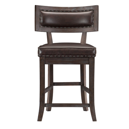 Rustic Wood Counter Height Dining Chairs Set of 2 in Distressed Brown
