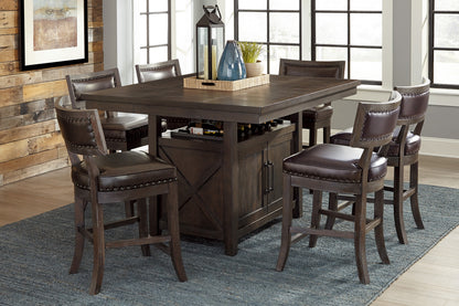 Rustic Wood Counter Height Dining Chairs Set of 2 in Distressed Brown