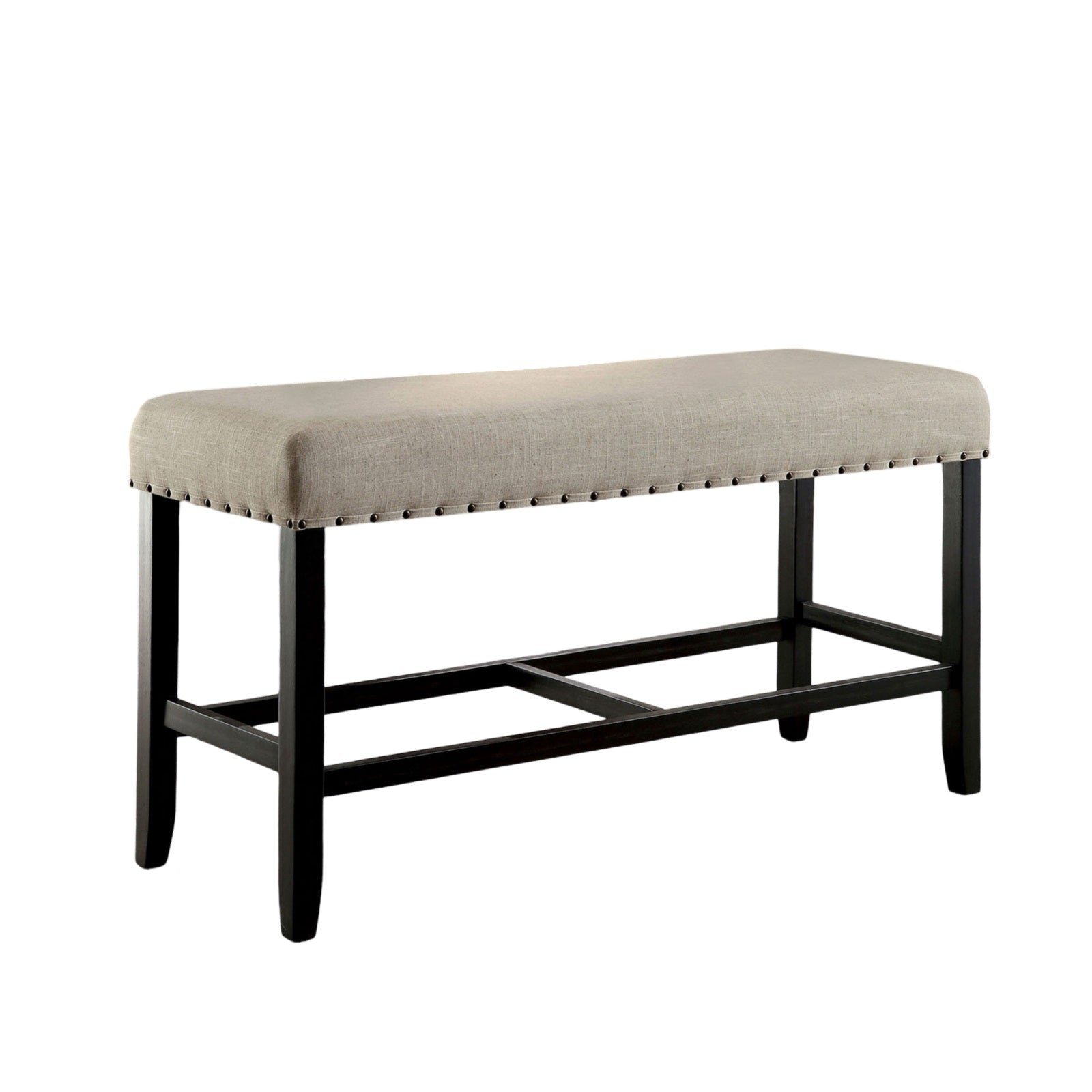 Solid Wood Dining Bench with Black Accents for Rustic Industrial Style