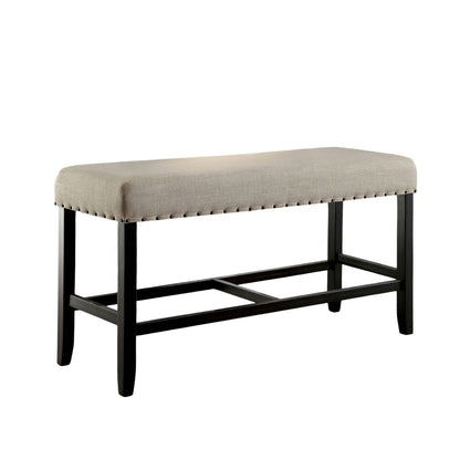 Solid Wood Dining Bench with Black Accents for Rustic Industrial Style