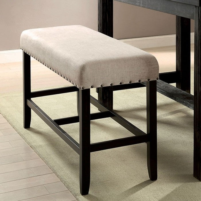 Solid Wood Dining Bench with Black Accents for Rustic Industrial Style