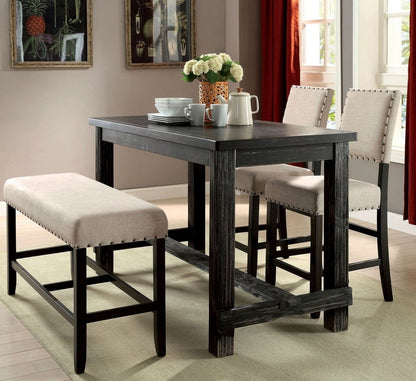 Solid Wood Dining Bench with Black Accents for Rustic Industrial Style