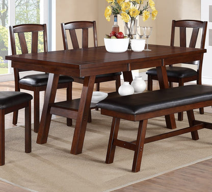 Modern Walnut Rubberwood Dining Table with Open Storage Shelf