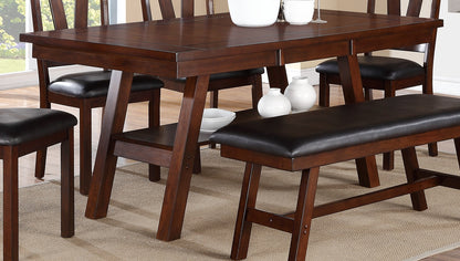 Modern Walnut Rubberwood Dining Table with Open Storage Shelf