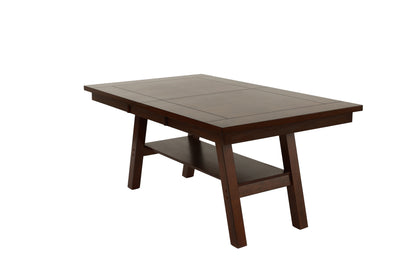 Modern Walnut Rubberwood Dining Table with Open Storage Shelf