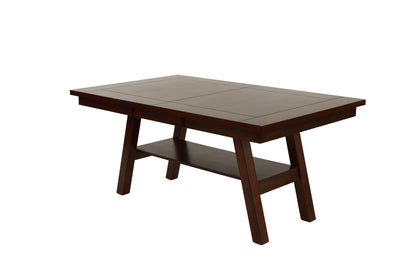 Modern Walnut Rubberwood Dining Table with Open Storage Shelf