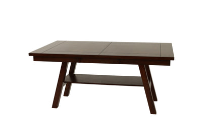 Modern Walnut Rubberwood Dining Table with Open Storage Shelf