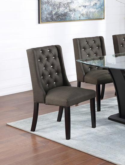 Modern Black Dining Chairs - Set of 2, Rubber Wood Frame