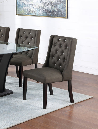Modern Black Dining Chairs - Set of 2, Rubber Wood Frame