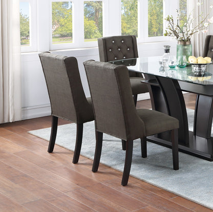 Modern Black Dining Chairs - Set of 2, Rubber Wood Frame