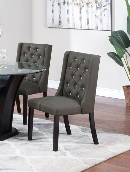 Modern Black Dining Chairs - Set of 2, Rubber Wood Frame