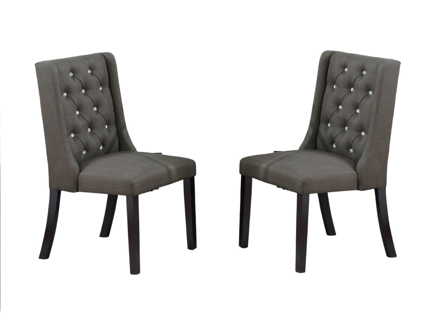Modern Black Dining Chairs - Set of 2, Rubber Wood Frame