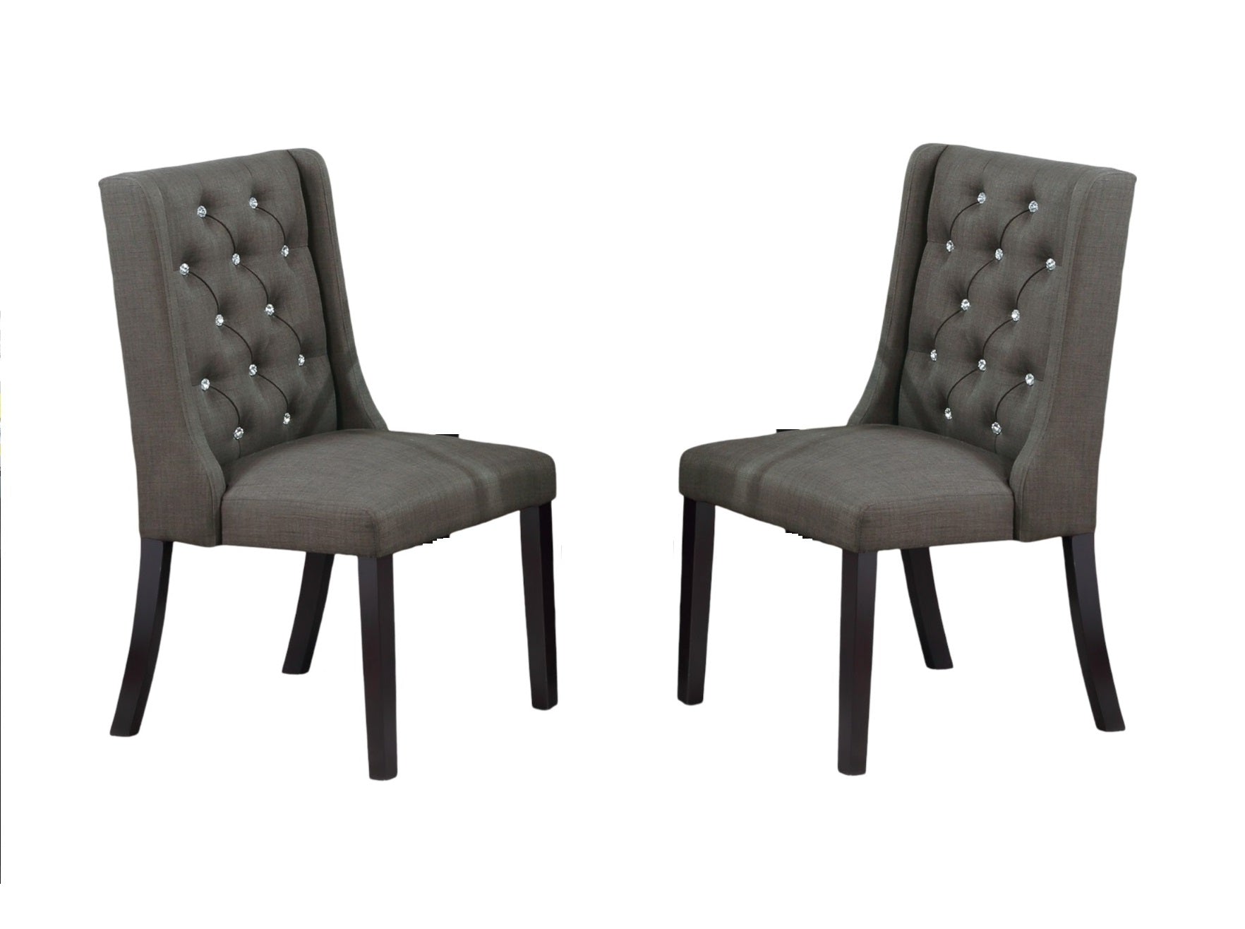 Modern Black Dining Chairs - Set of 2, Rubber Wood Frame