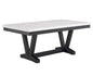 1pc Transitional Modern Formal Dining Table White Faux Marble Rectangular Table Top Trestle Base Black Finish Legs Wooden Dining Room Furniture