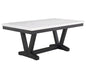 1pc Transitional Modern Formal Dining Table White Genuine Marble Rectangular Table Top Trestle Base Black Finish Legs Wooden Dining Room Furniture