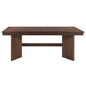 Walnut Finish Wood Dining Table with Self-Storing Extension Leaf 1pc Trestle Base V-Angled Design Modern Dining Furniture