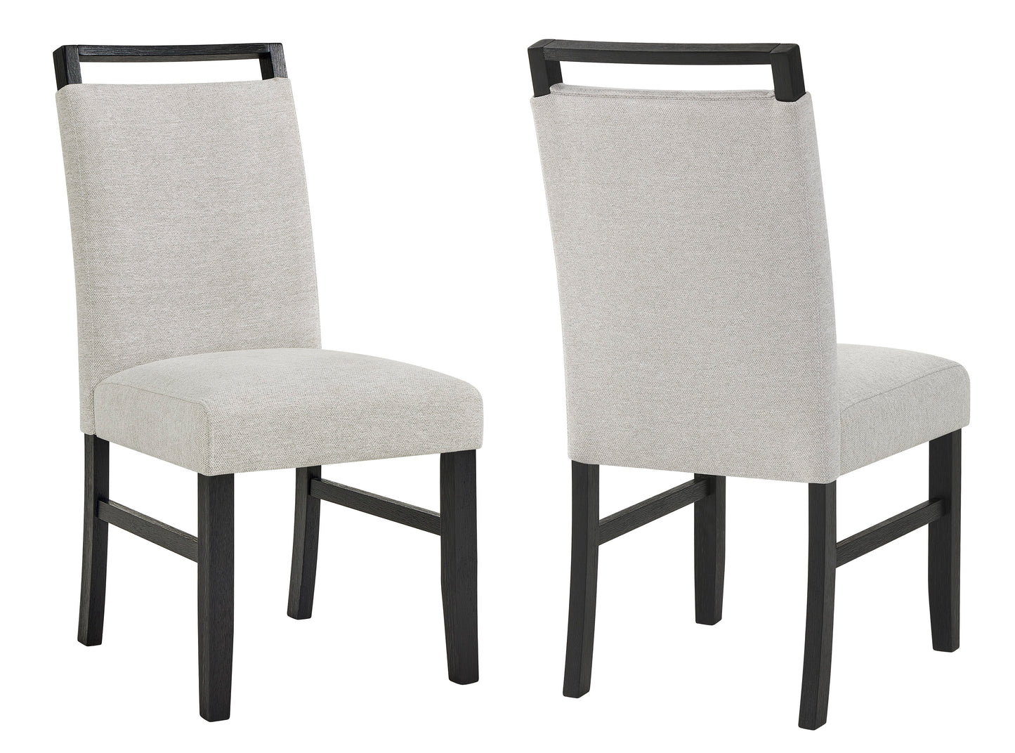 Contemporary Full Back Upholstered Dining Side Chair 2pc Set Standard Height Dining Room Wooden Furniture Light Gray Black