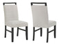 Contemporary Full Back Upholstered Dining Side Chair 2pc Set Standard Height Dining Room Wooden Furniture Light Gray Black
