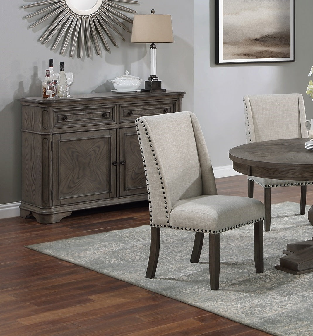 Oak Wingback Dining Chairs - Set of 2