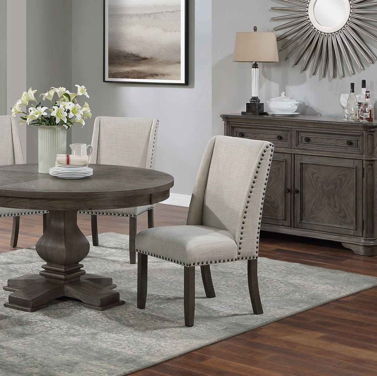 Oak Wingback Dining Chairs - Set of 2