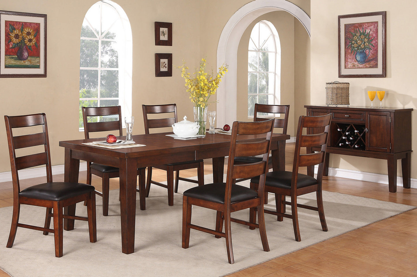 Walnut Solid Wood Dining Chairs with Ladder Back for Modern Dining Room