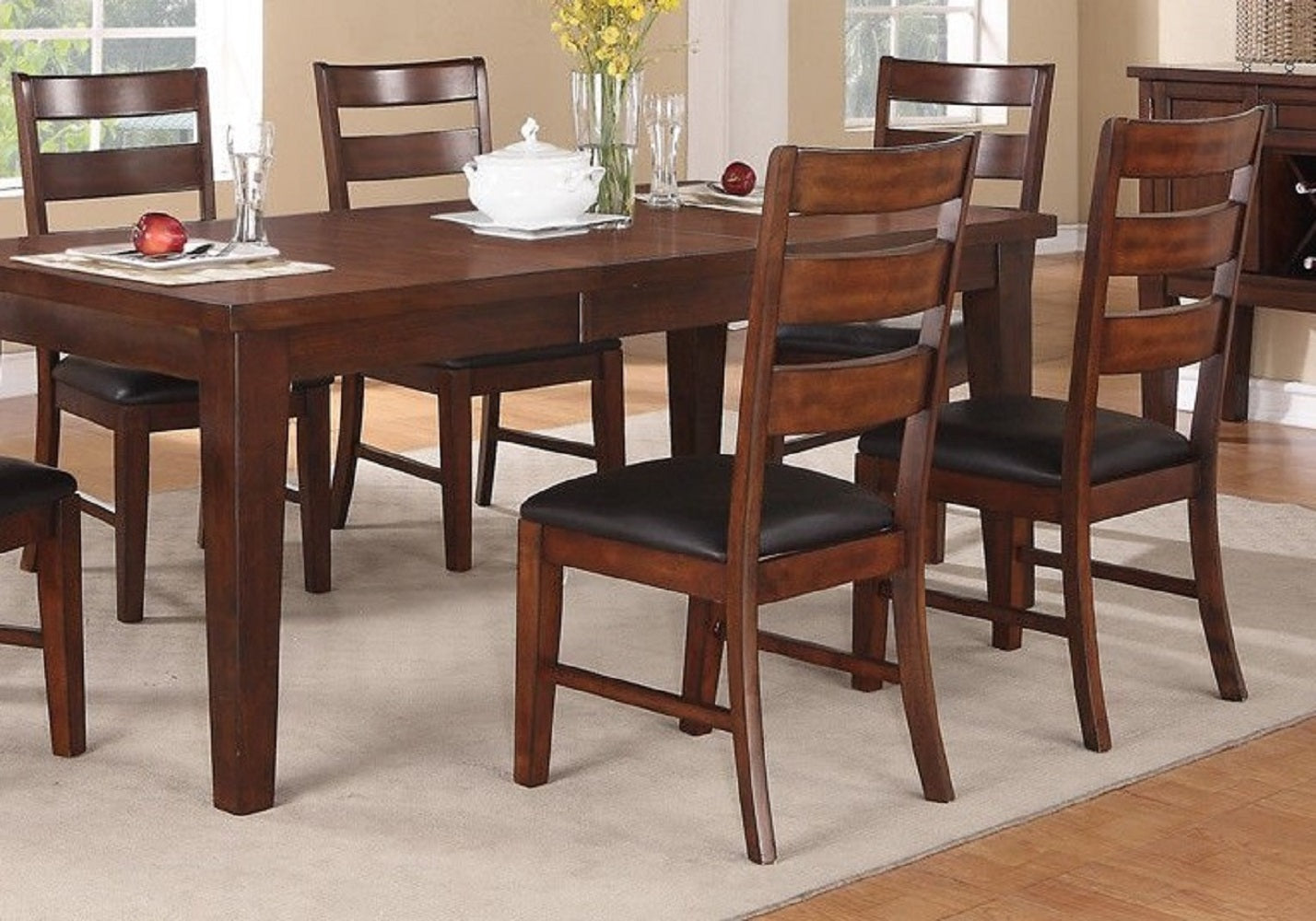 Walnut Solid Wood Dining Chairs with Ladder Back for Modern Dining Room
