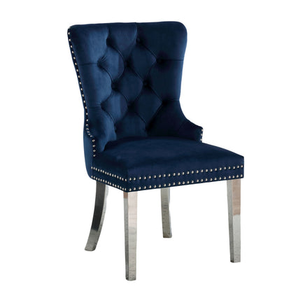 Contemporary Blue Wingback Dining Chairs - Set of 2