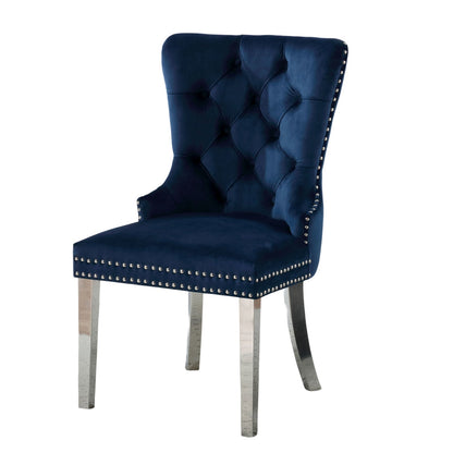 Contemporary Blue Wingback Dining Chairs - Set of 2
