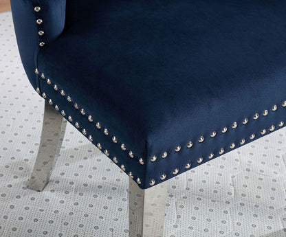 Contemporary Blue Wingback Dining Chairs - Set of 2