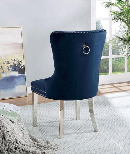 Contemporary Blue Wingback Dining Chairs - Set of 2