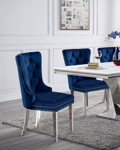 Contemporary Blue Wingback Dining Chairs - Set of 2