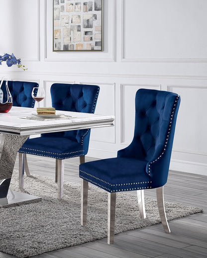 Contemporary Blue Wingback Dining Chairs - Set of 2