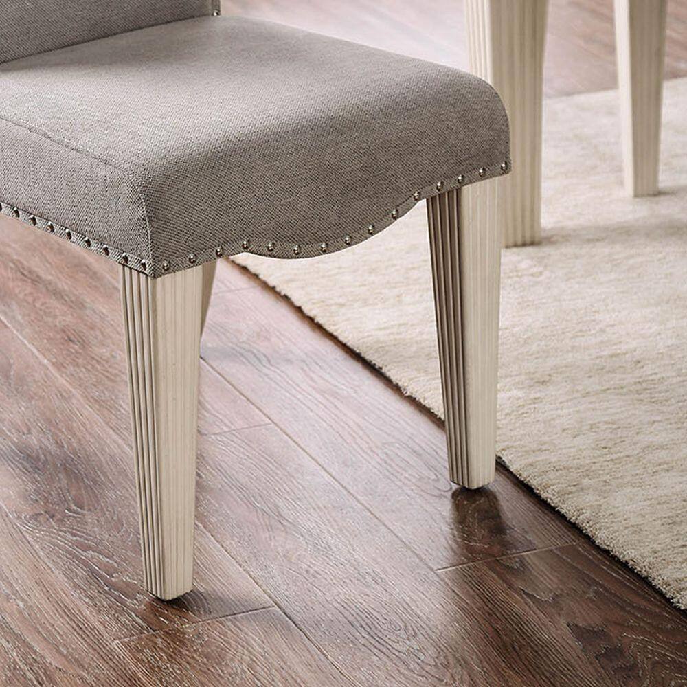 Antique White Gray Dining Chairs Set of 2
